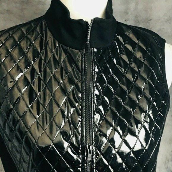 J'Envie Longline Vest Patent Faux Leather Black - Picture 2 of 11